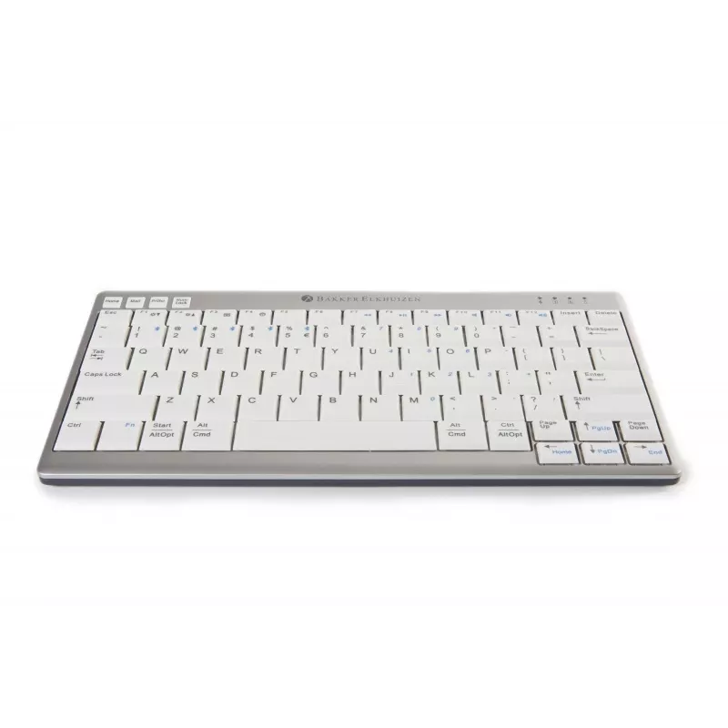 BakkerElkhuizen UltraBoard 950 Wireless US Qwerty, Mini, kabellos, Bluetooth, Scherenschalter, QWERTY, Hellgrau, Weiß