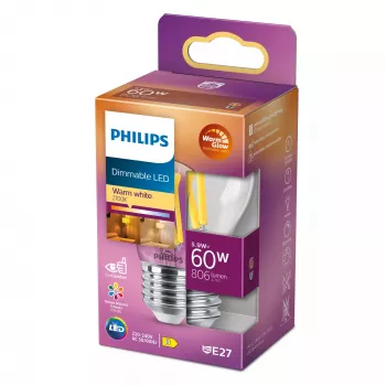 Philips Filament Candle Clear 60W P45 E27, 5,9 W, 60 W, E27, 806 lm, 15000 h, Warm glow