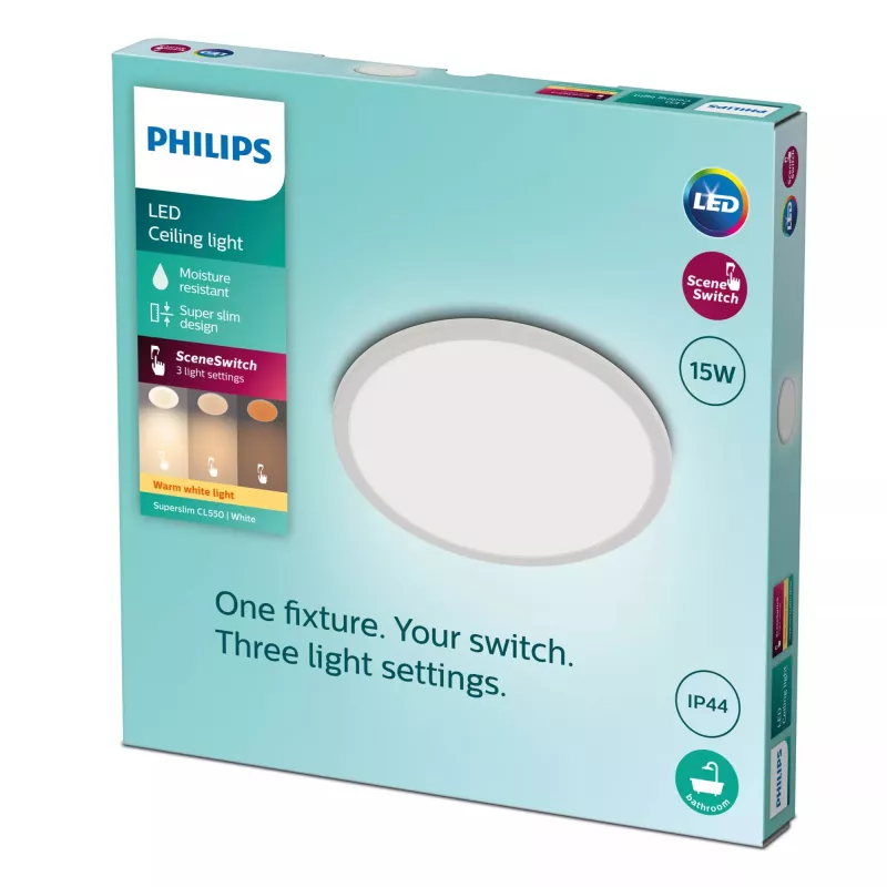 Deckenleuchte Philips Functional Super schlank 15 W weiß rund Bad