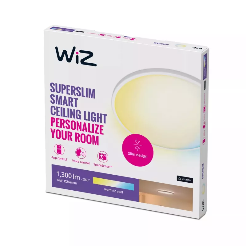 Intelligente Deckenleuchte WiZ Superslim Deckenleuchte 14 W WLAN/Bluetooth Weiß