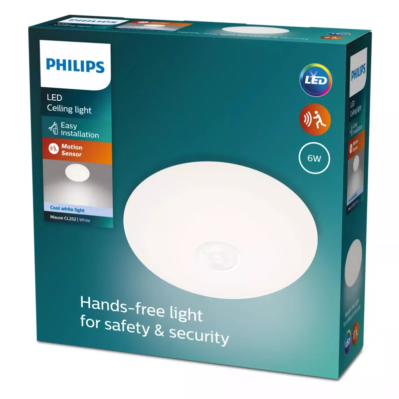 Deckenleuchte Philips Functional Mauve 6 W LED, rund 250×72 mm, weiß, fest integrierte Glühbirne