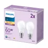 Philips Filament Birne matt 60W A60 E27 2er-Pack, 7 W, 60 W, E27, 806 lm, 15000 h, Warmweiß