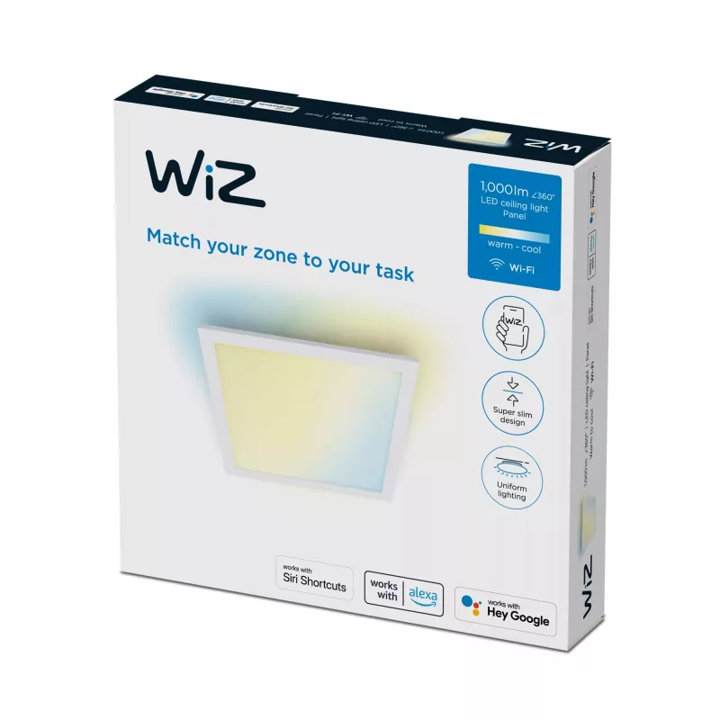 Smarte Deckenleuchte Signify WiZ Panel Ceiling 12 W Quadratisch, 12 W, Wi‑Fi, 300×300×42 mm, weiß