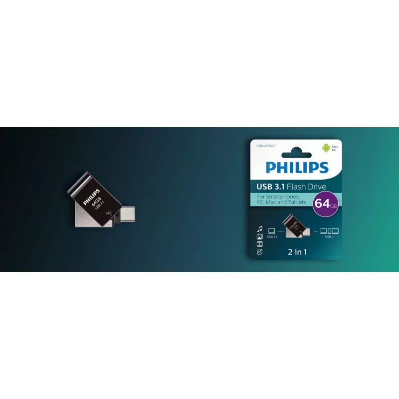 Philips FM64DC152B/00 USB-Stick 64 GB USB Type-C 3.2 Gen 1 (3.1 Gen 1) Schwarz