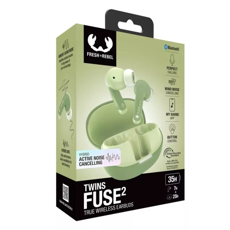 Hama Twins Fuse 2 Headset True Wireless Stereo (TWS) In-Ear Anrufe/Musik USB Type-C Bluetooth Grün