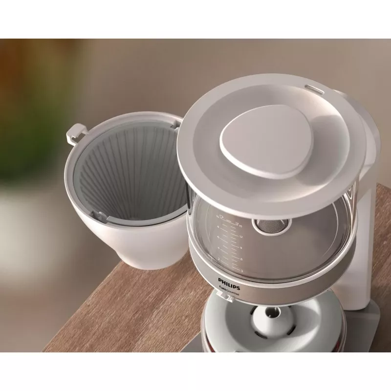 Philips Cafe Gourmet HD5416/00 Filterkaffeemaschine mit Glaskanne, Weiß