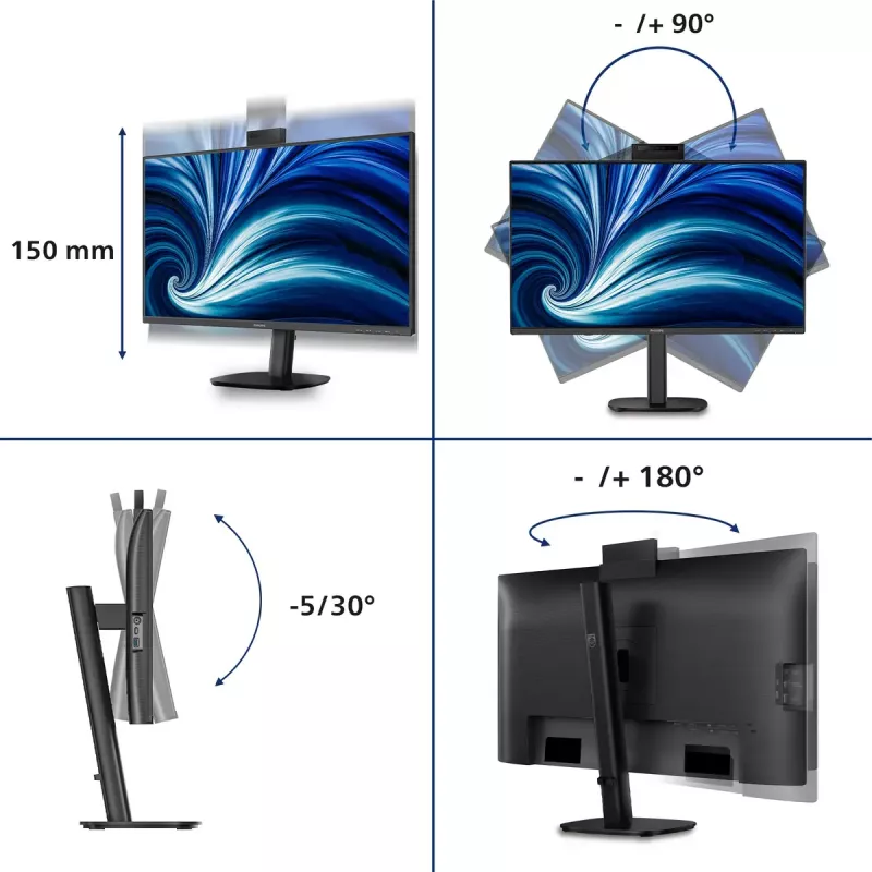 Computer monitor Philips 27B2N3500JH 27 inch (68.6 cm) IPS LCD Quad HD 2560×1440, 4 ms, 350 cd/m², USB hub, speakers, VESA, Schwarz