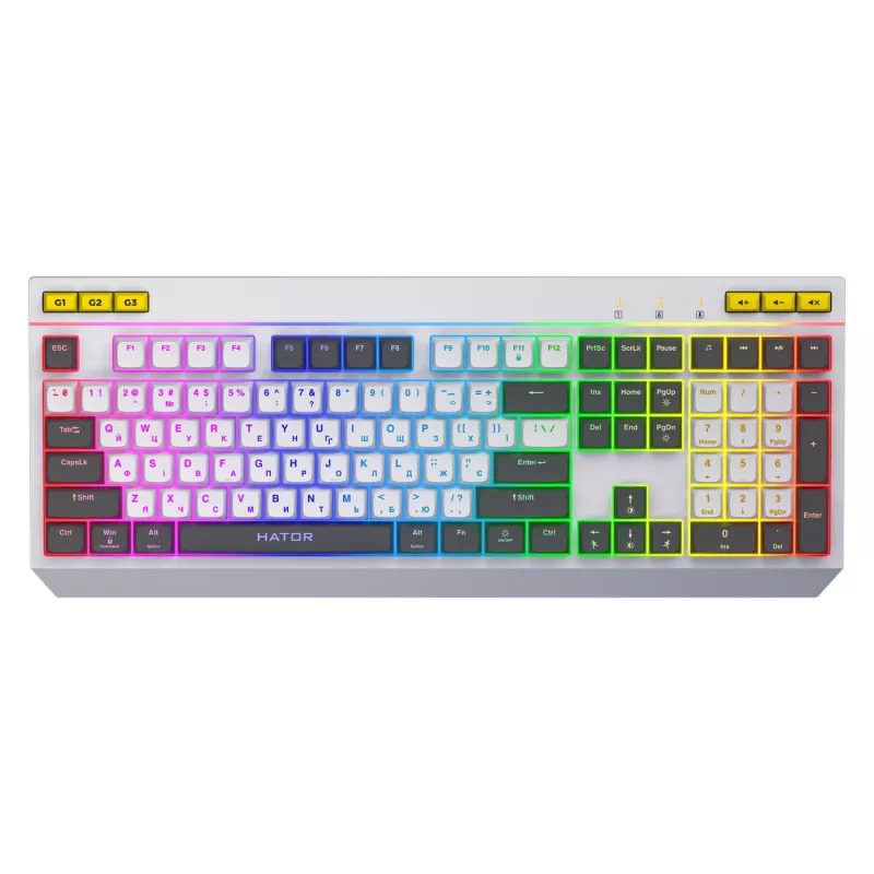 HATOR Icefall Tastatur Gaming USB QWERTY US-Englisch Weiß Full-Size RGB LED