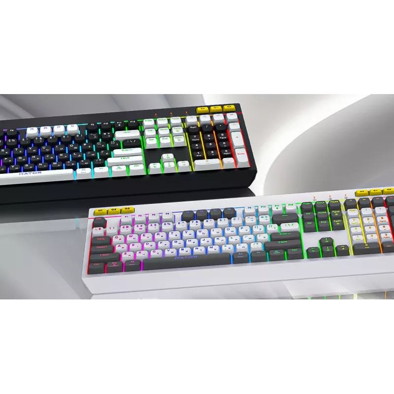 HATOR Icefall Tastatur Gaming USB QWERTY US-Englisch Weiß Full-Size RGB LED