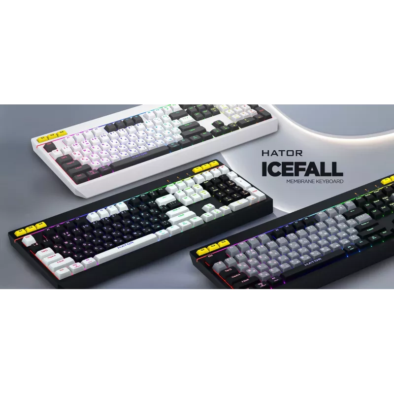 HATOR Icefall Tastatur Gaming USB QWERTY US-Englisch Weiß Full-Size RGB LED