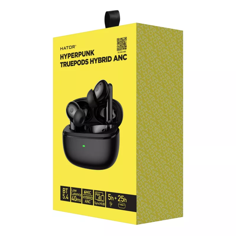 HATOR Hyperpunk Truepods Hybrid ANC Headset True Wireless Stereo (TWS) In-Ear Anrufe/Musik Bluetooth Schwarz