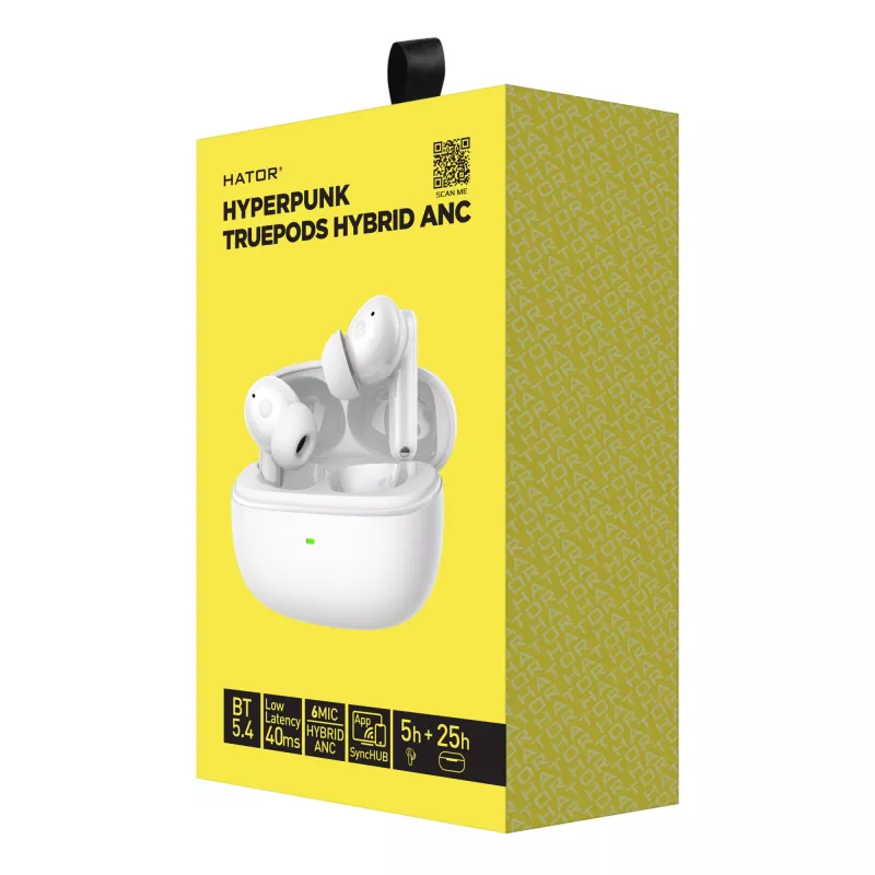 HATOR Hyperpunk Truepods Hybrid ANC Headset True Wireless Stereo (TWS) In-Ear Anrufe/Musik Bluetooth Weiß