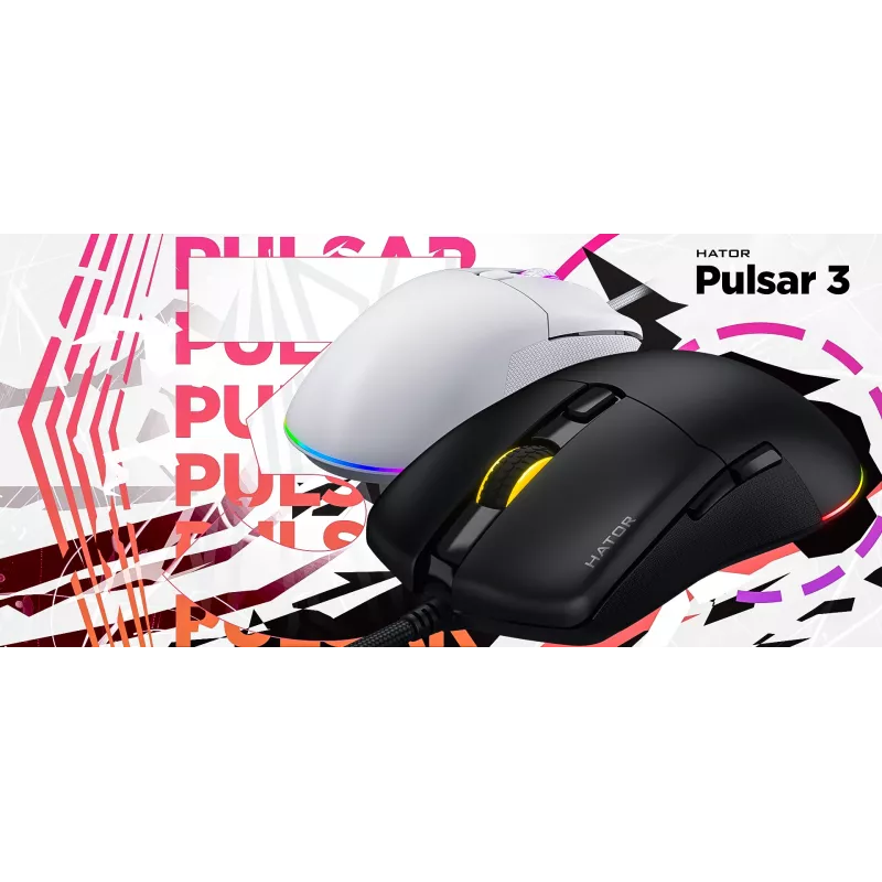 Maus HATOR Pulsar 3 Optical Gelb 12000 DPI 6 Buttons White