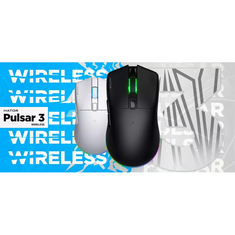 HATOR Pulsar 3 Wireless, schwarz - Optische Gelb 100M Switches PixArt PMW 3311 (HTM630)