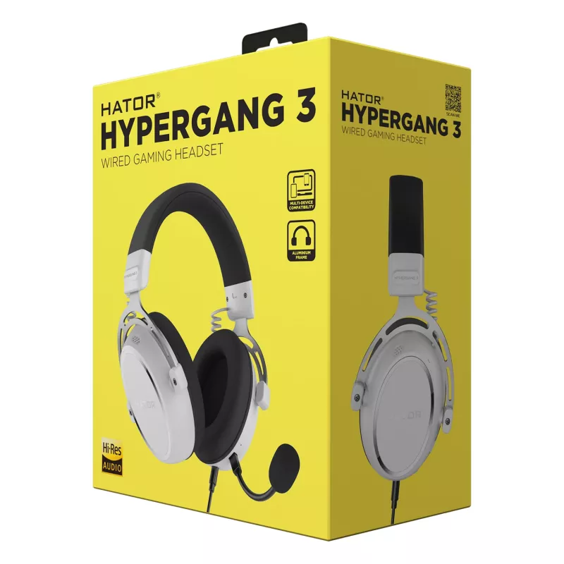 HATOR HYPERGANG 3 Hi-Res Headset Kabelgebunden Kopfband Gaming USB Type-C / USB Type-A Weiß
