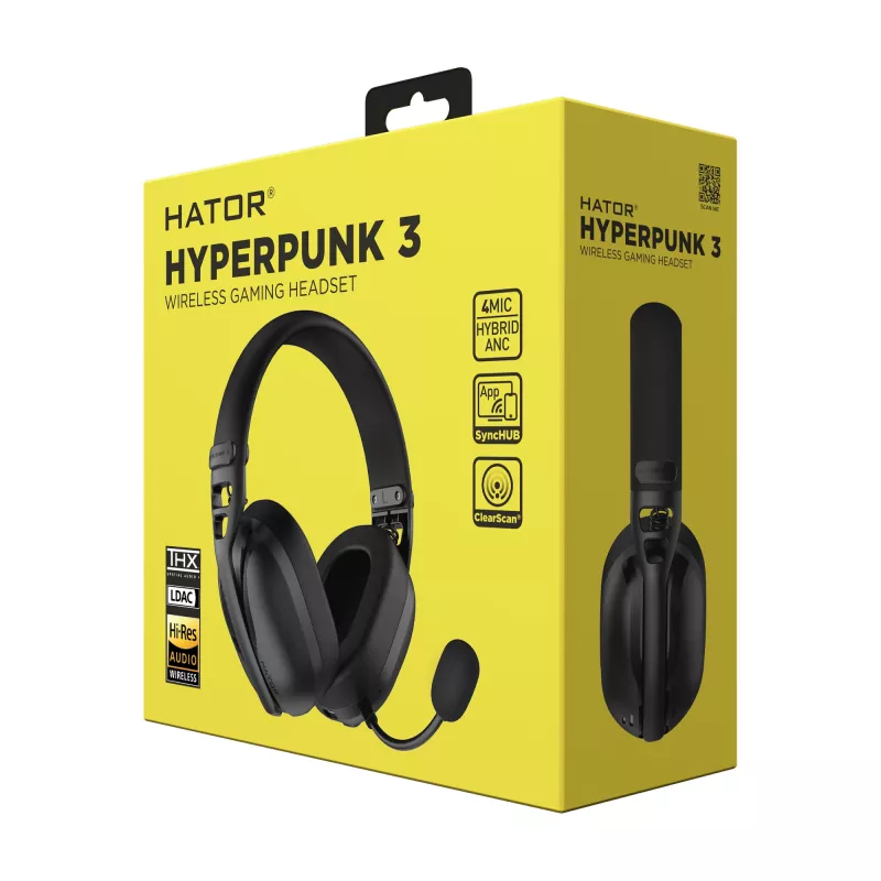 HATOR Hyperpunk 3 kabelloses Headset Kabelgebunden & Kabellos Head-band Gaming USB Type-C / USB Type-A Bluetooth Schwarz