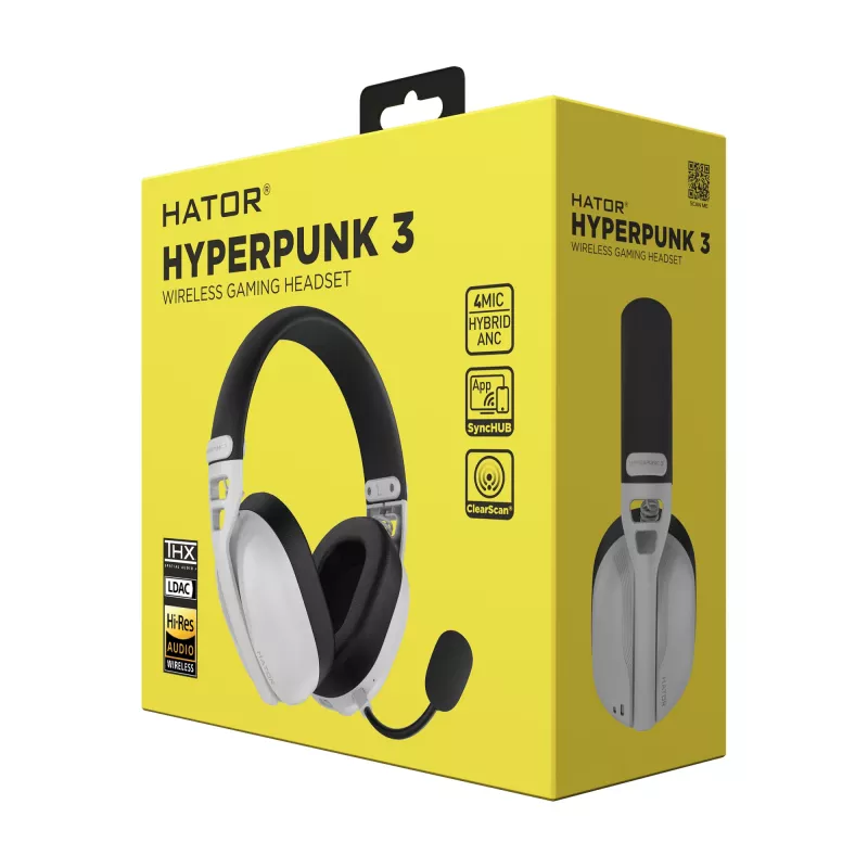 HATOR Hyperpunk 3 kabelloses Headset Kabelgebunden & Kabellos Head-band Gaming USB Type-C / USB Type-A Bluetooth Weiß