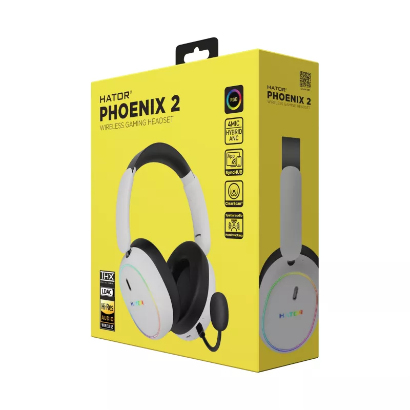 HATOR Phoenix 2 kabelloses Headset Kabelgebunden & Kabellos Kopfband Gaming USB Type-C / USB Type-A Bluetooth Weiß