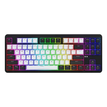 HATOR Rockfall 3 TKL Wireless, schwarz, QMK/VIA, OMA-Profil weiß-schwarze Tastenkappen Tastatur - lineare mechanische Hotswap-Schalter - US - ANSI-Layout (HTK850)