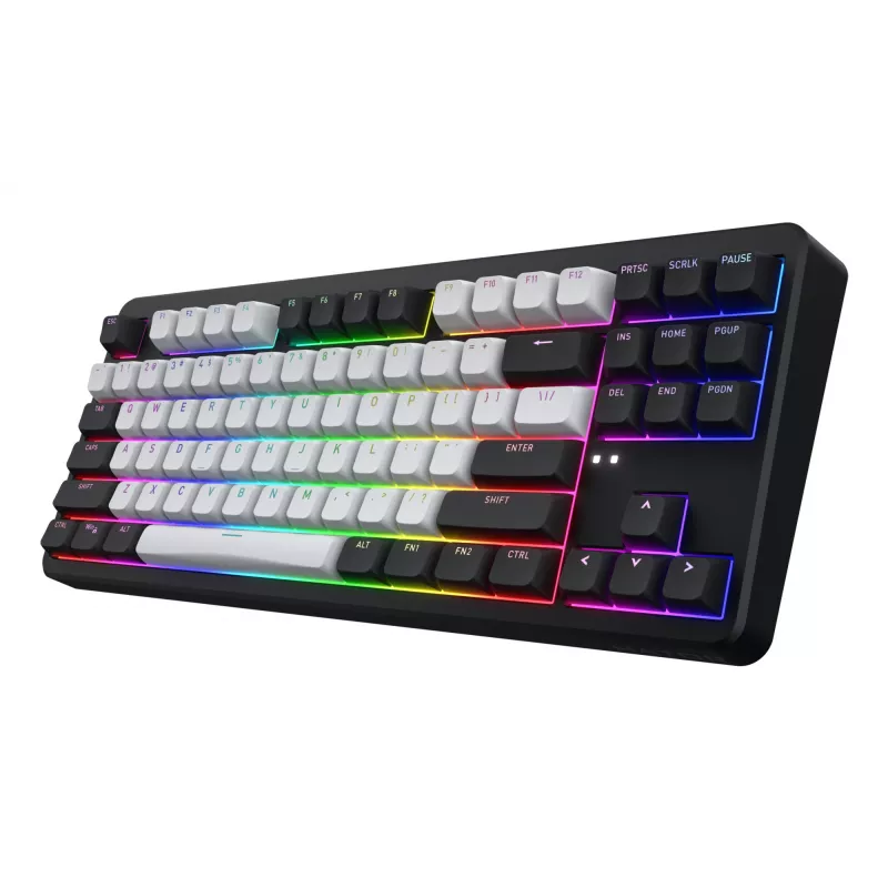 HATOR Rockfall 3 TKL Wireless, schwarz, QMK/VIA, OMA-Profil weiß-schwarze Tastenkappen Tastatur - lineare mechanische Hotswap-Schalter - US - ANSI-Layout (HTK850)