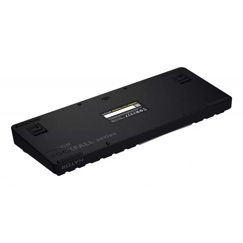 HATOR Rockfall 3 TKL Wireless, schwarz, QMK/VIA, OMA-Profil weiß-schwarze Tastenkappen Tastatur - lineare mechanische Hotswap-Schalter - US - ANSI-Layout (HTK850)