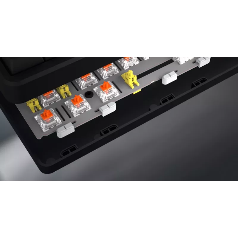 HATOR Rockfall 3 TKL Wireless, schwarz, QMK/VIA, OMA-Profil weiß-schwarze Tastenkappen Tastatur - lineare mechanische Hotswap-Schalter - US - ANSI-Layout (HTK850)