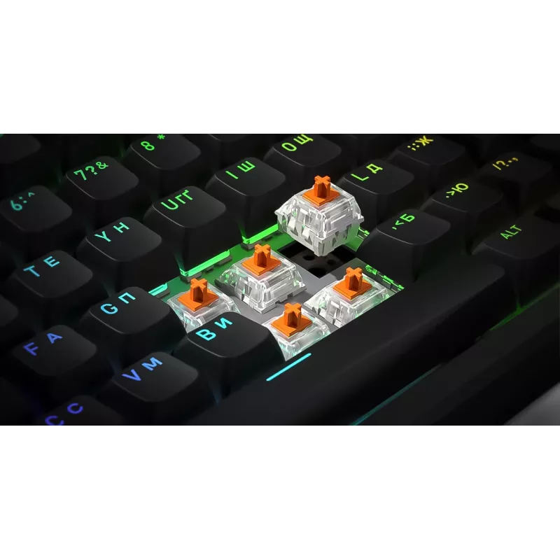 HATOR Rockfall 3 TKL Wireless, schwarz, QMK/VIA, OMA-Profil weiß-schwarze Tastenkappen Tastatur - lineare mechanische Hotswap-Schalter - US - ANSI-Layout (HTK850)
