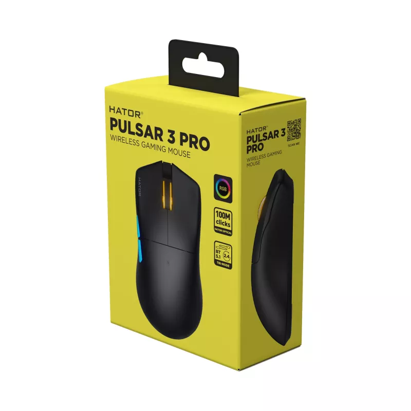 HATOR Pulsar 3 PRO Wireless Maus Gaming Rechtshänder RF Wireless + Bluetooth + USB Typ-A Optisch 30000 DPI