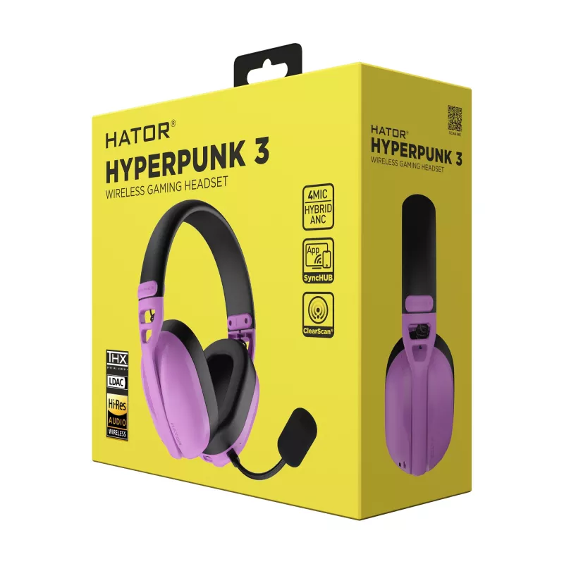HATOR Hyperpunk 3 kabelloses Headset Kabelgebunden & Kabellos Head-band Gaming USB Type-C / USB Type-A Bluetooth Violett