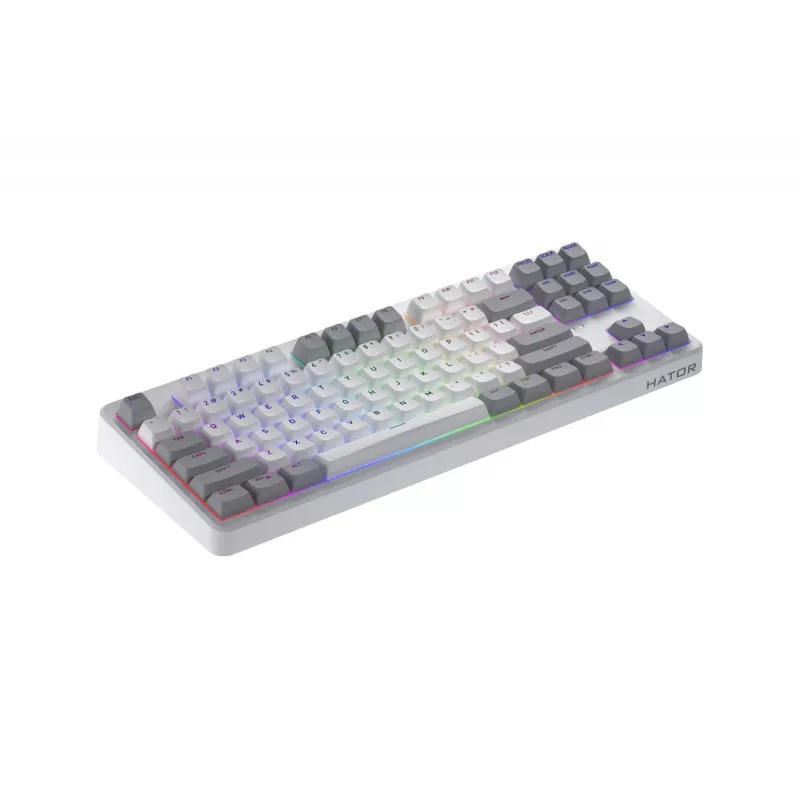 HATOR Rockfall 3 TKL Wireless, weiß, QMK/VIA, OMA-Profil weiß-schwarze Tastenkappen Tastatur – lineare mechanische Hotswap-Switches – US – ANSI-Layout
