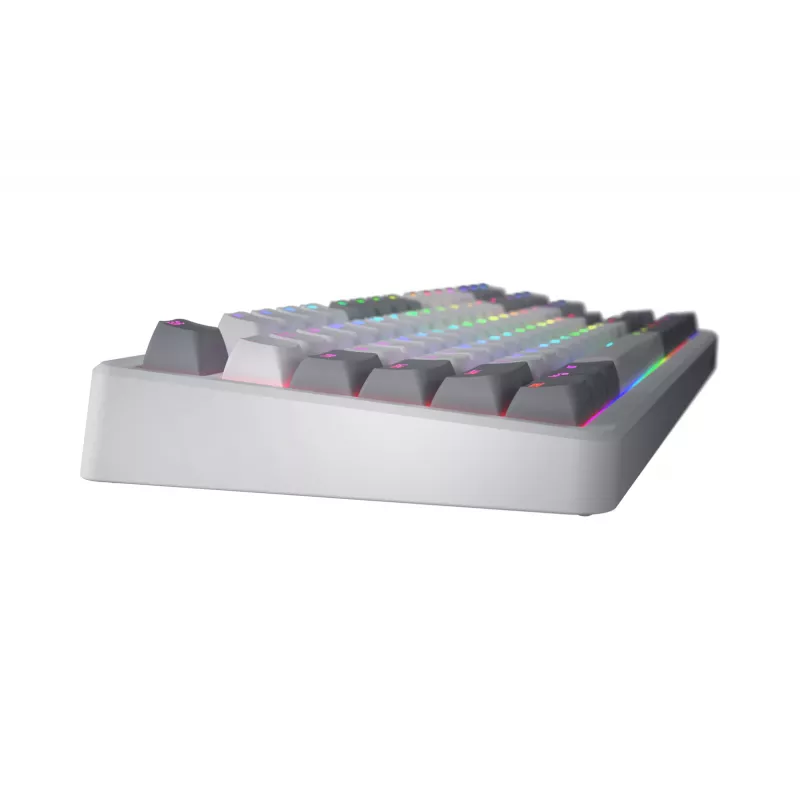 HATOR Rockfall 3 TKL Wireless, weiß, QMK/VIA, OMA-Profil weiß-schwarze Tastenkappen Tastatur – lineare mechanische Hotswap-Switches – US – ANSI-Layout