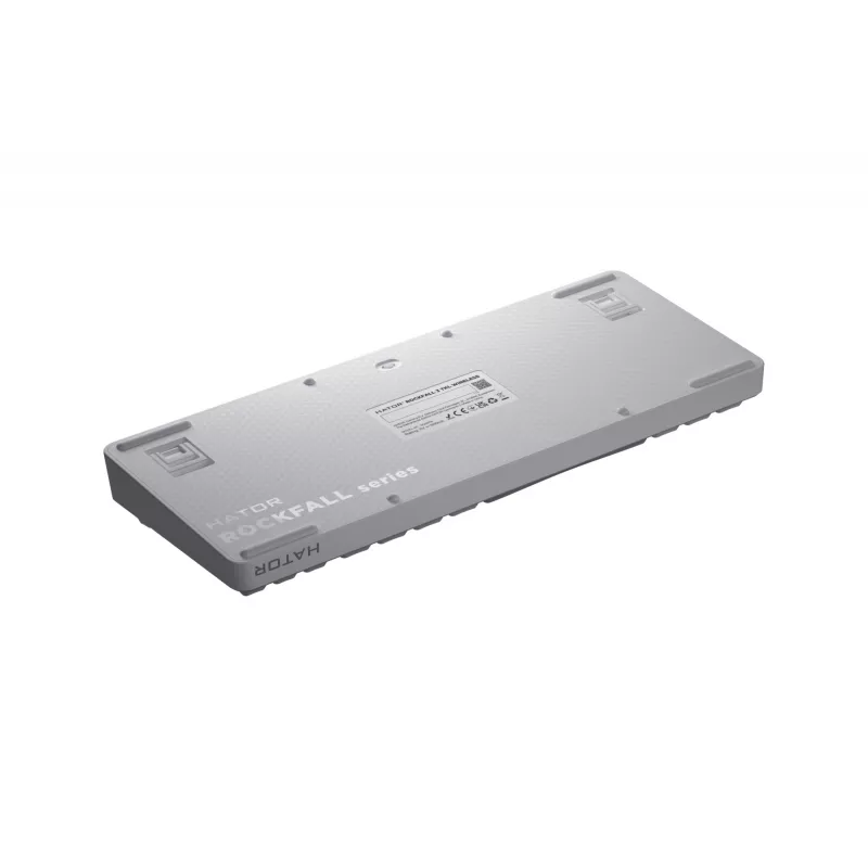 HATOR Rockfall 3 TKL Wireless, weiß, QMK/VIA, OMA-Profil weiß-schwarze Tastenkappen Tastatur – lineare mechanische Hotswap-Switches – US – ANSI-Layout