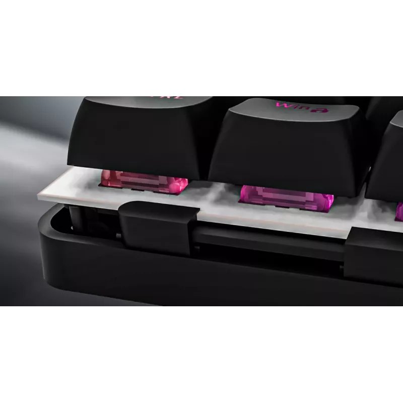 HATOR Rockfall 3 TKL Wireless, weiß, QMK/VIA, OMA-Profil weiß-schwarze Tastenkappen Tastatur – lineare mechanische Hotswap-Switches – US – ANSI-Layout
