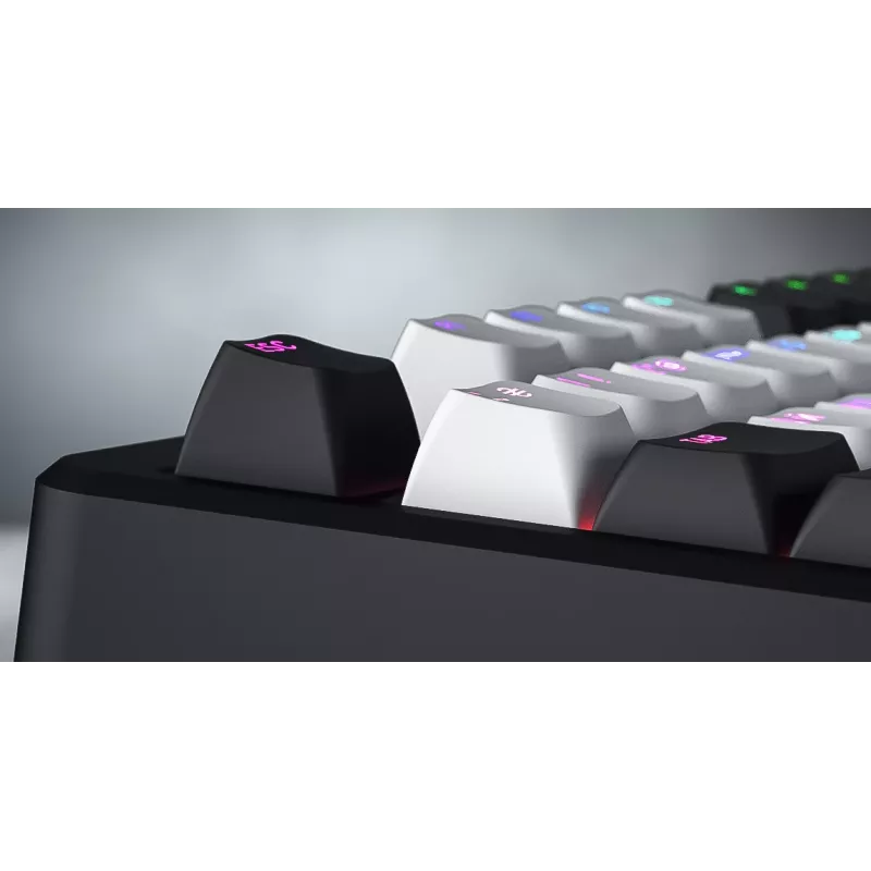 HATOR Rockfall 3 TKL Wireless, weiß, QMK/VIA, OMA-Profil weiß-schwarze Tastenkappen Tastatur – lineare mechanische Hotswap-Switches – US – ANSI-Layout