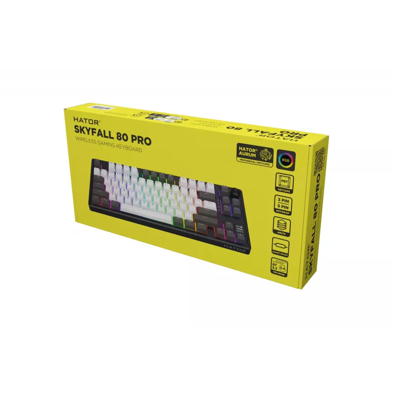HATOR Skyfall Pro Wireless 80 Tastatur Gaming USB + RF Wireless + Bluetooth QWERTY US English Schwarz, Grau