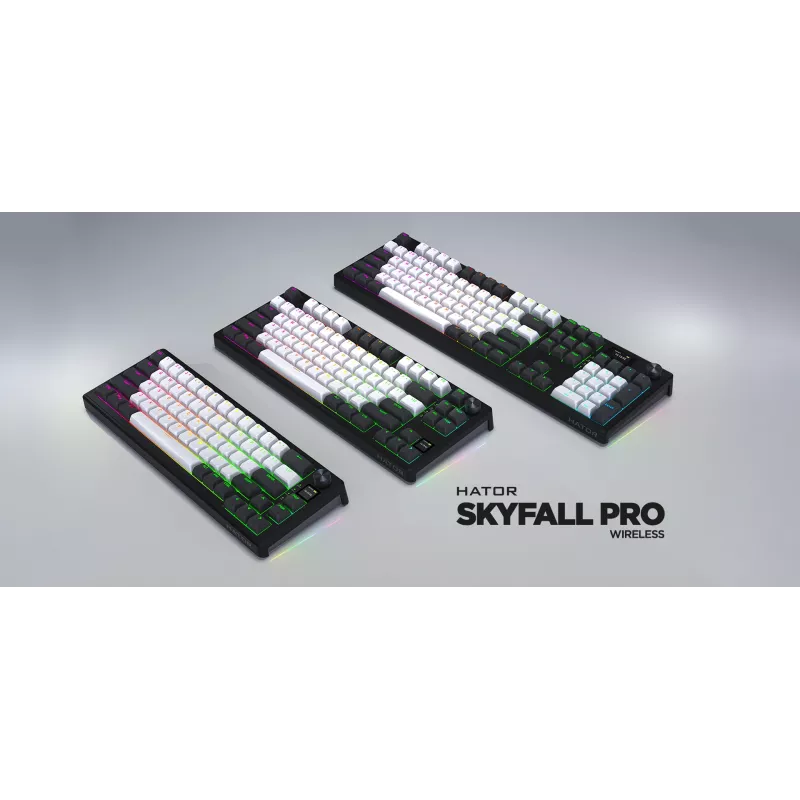 HATOR Skyfall Pro Wireless 80 Tastatur Gaming USB + RF Wireless + Bluetooth QWERTY US English Schwarz, Grau