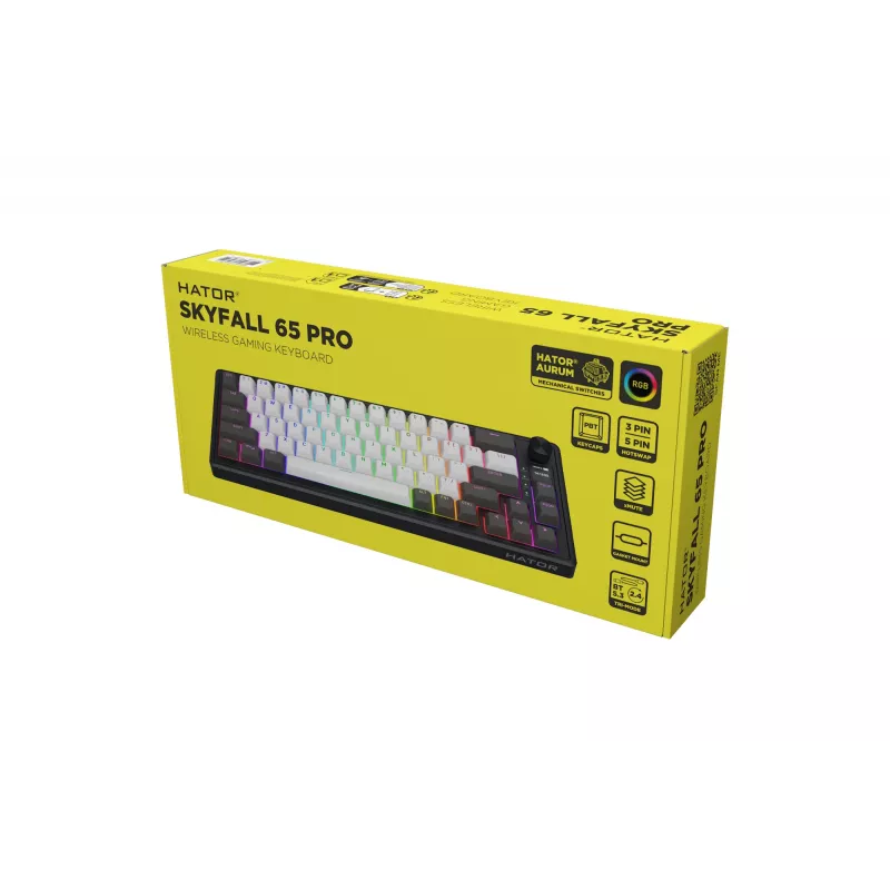 HATOR Skyfall Pro Wireless 65 Tastatur Gaming USB + RF Wireless + Bluetooth QWERTY US English Schwarz, Grau