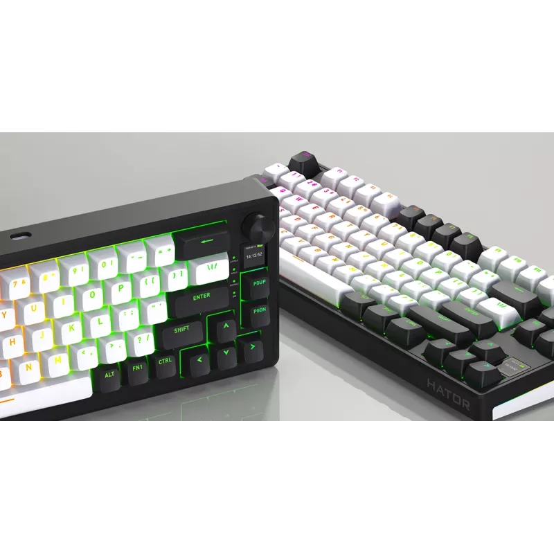 HATOR Skyfall 65 MAG ULTIMA 8K kabellose Tastatur Gaming USB + RF Wireless + Bluetooth QWERTY US English Schwarz, Weiß