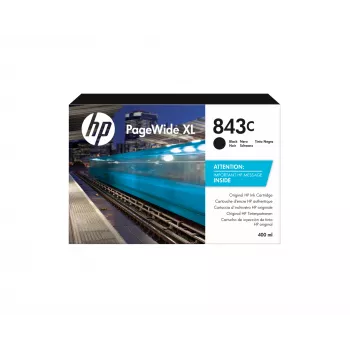 HP 843C 400-ml Schwarz PageWide XL Tintenpatrone, Schwarz, 1 Stück