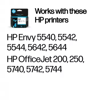 HP 62 Tri-Color Original-Tintenpatrone, Cyan, Magenta, Gelb, 1 Stück, 165 Seiten