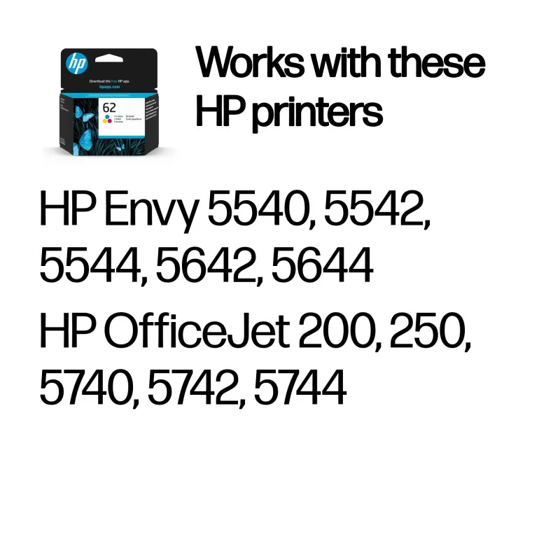 HP 62 Tri-Color Original-Tintenpatrone, Cyan, Magenta, Gelb, 1 Stück, 165 Seiten