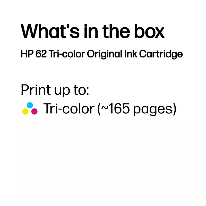 HP 62 Tri-Color Original-Tintenpatrone, Cyan, Magenta, Gelb, 1 Stück, 165 Seiten