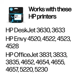 HP 302 Schwarz Original Druckerpatrone, Schwarz, 1 Stück, 170 Seiten