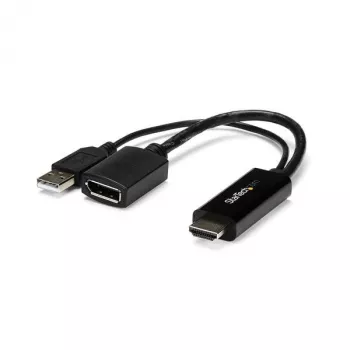 StarTech.com HDMI zu DisplayPort Adapter - 4K 30Hz, 3840 x 2160 Pixel, 1080p, 720p, 120 Hz, Schwarz, MegaChips - STDP2600, Aktiver Videokonverter