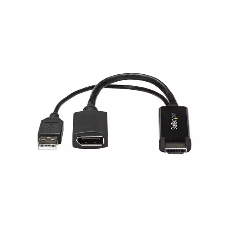 StarTech.com HDMI zu DisplayPort Adapter - 4K 30Hz, 3840 x 2160 Pixel, 1080p, 720p, 120 Hz, Schwarz, MegaChips - STDP2600, Aktiver Videokonverter