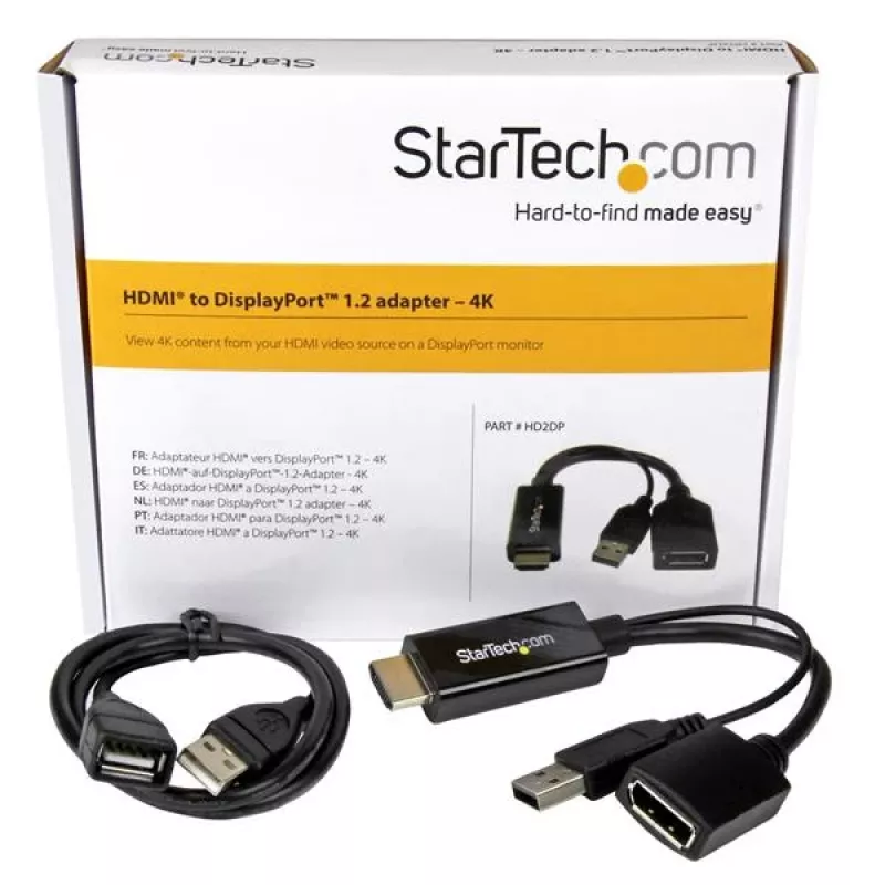 StarTech.com HDMI zu DisplayPort Adapter - 4K 30Hz, 3840 x 2160 Pixel, 1080p, 720p, 120 Hz, Schwarz, MegaChips - STDP2600, Aktiver Videokonverter