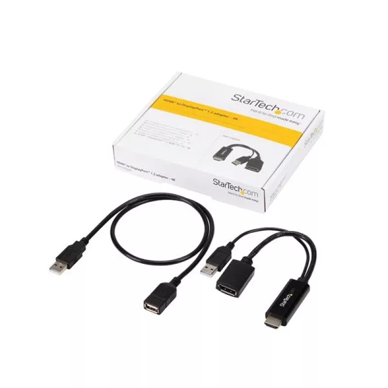StarTech.com HDMI zu DisplayPort Adapter - 4K 30Hz, 3840 x 2160 Pixel, 1080p, 720p, 120 Hz, Schwarz, MegaChips - STDP2600, Aktiver Videokonverter