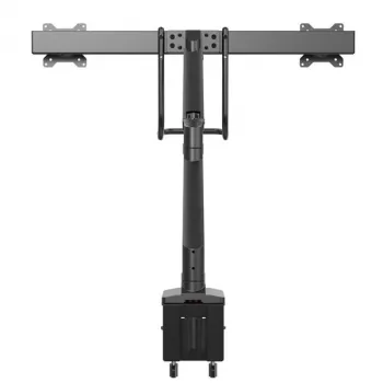 StarTech.com Tischhalterung für zwei Monitore – ergonomische Doppelmonitor-VESA-Halterung für 32-Zoll-Displays (8 kg) – Querbalkengriff für synchronisierte Vollbewegung – höhenverstellbar – C-Klemme/Durchführung