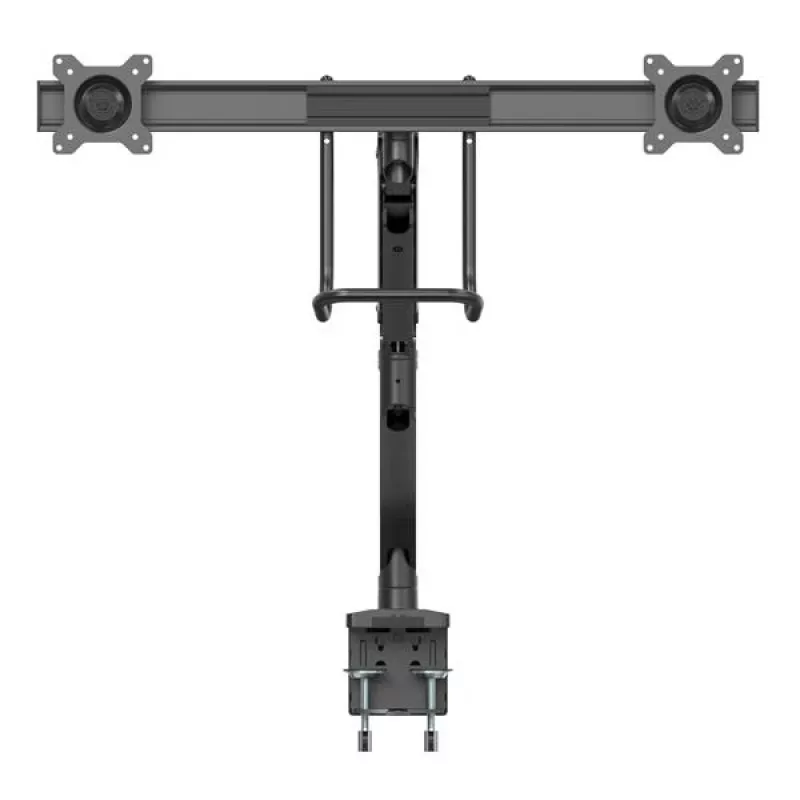 StarTech.com Tischhalterung für zwei Monitore – ergonomische Doppelmonitor-VESA-Halterung für 32-Zoll-Displays (8 kg) – Querbalkengriff für synchronisierte Vollbewegung – höhenverstellbar – C-Klemme/Durchführung