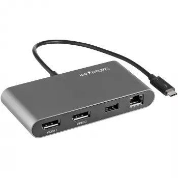 StarTech.com Dual-Monitor Thunderbolt Mini Dock, 4K 60Hz DisplayPort, Treiberloser Hub für Windows & Mac, Gigabit Ethernet, 1x USB-A (USB 5Gbps), 11in (28cm) Kabel